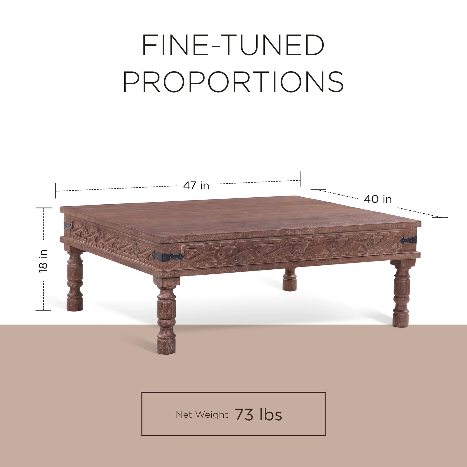 Emin Nomad Wooden Rectangular Coffee Table in Brown Distressed Finish - VMInnovations