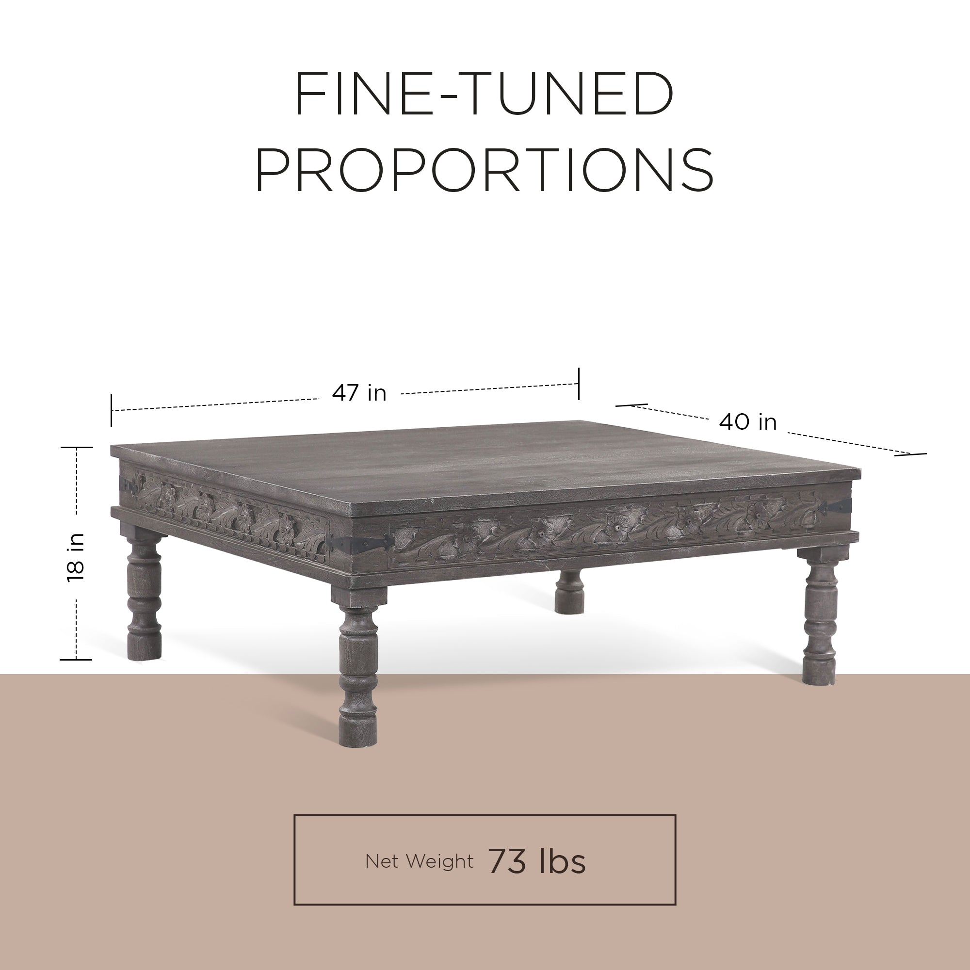 Emin Nomad Wooden Rectangular Coffee Table in Grey Distressed Finish - VMInnovations