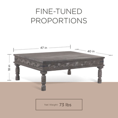 Emin Nomad Wooden Rectangular Coffee Table in Grey Distressed Finish - VMInnovations