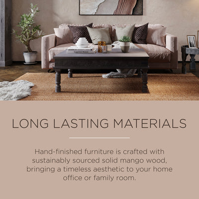 Maven Lane Handmade Heritage Wooden Rectangular Coffee Table, Grey Finish (Used) - VMInnovations