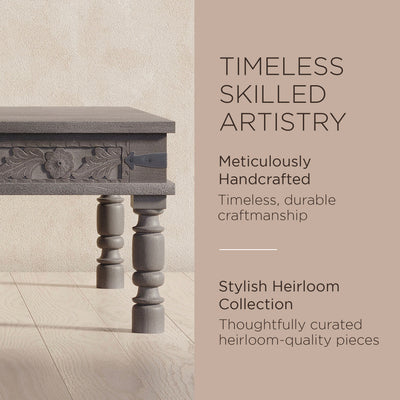 Emin Nomad Wooden Rectangular Coffee Table in Grey Distressed Finish - VMInnovations