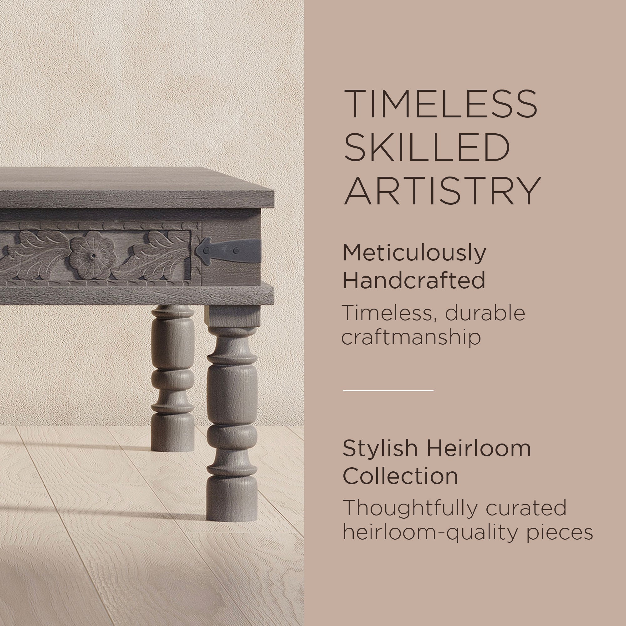 Maven Lane Handmade Heritage Wooden Rectangular Coffee Table, Grey Finish (Used) - VMInnovations
