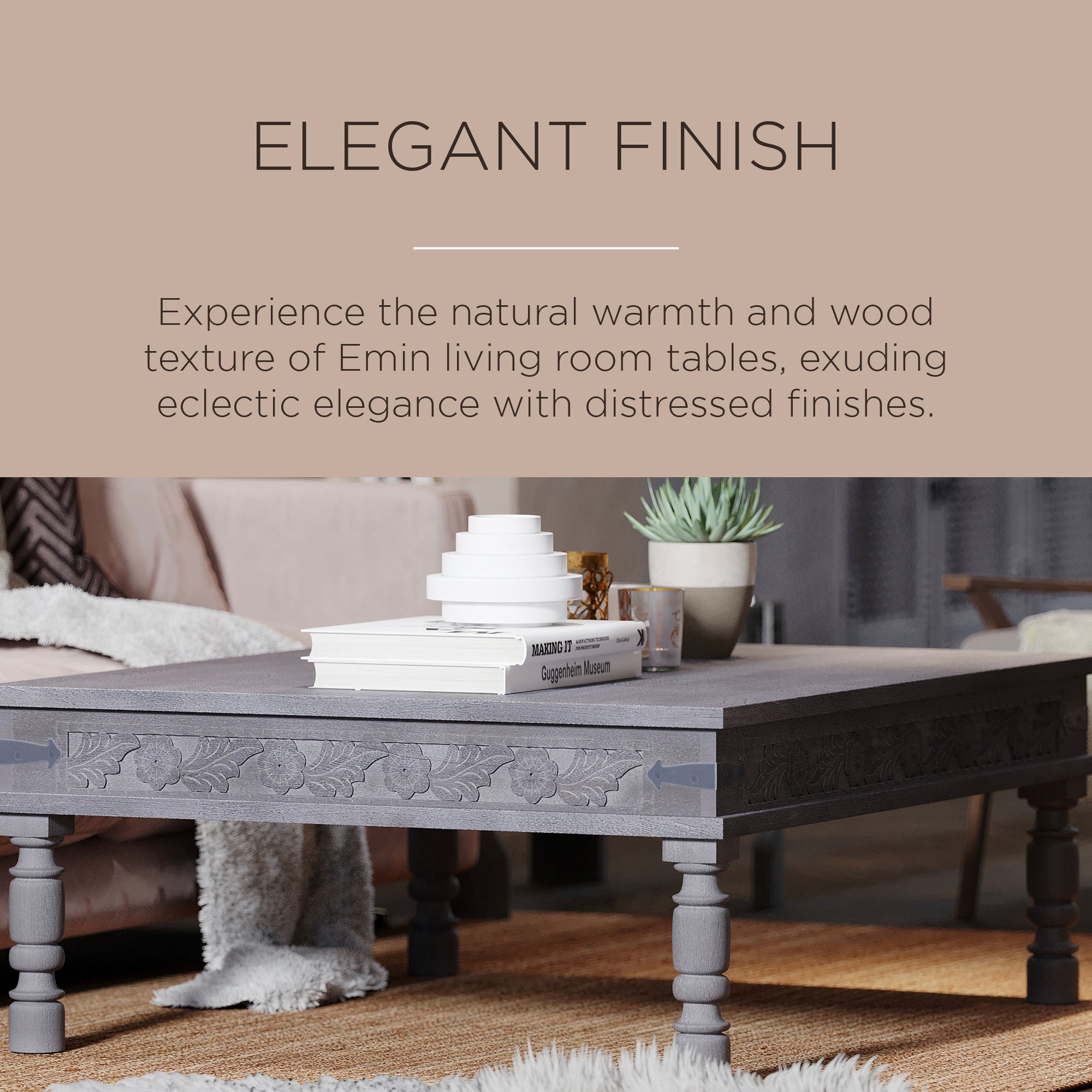 Maven Lane Handmade Heritage Wooden Rectangular Coffee Table, Grey Finish (Used) - VMInnovations