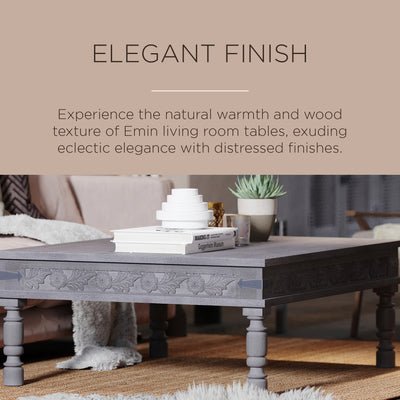 Maven Lane Handmade Heritage Wooden Rectangular Coffee Table, Grey Finish (Used) - VMInnovations