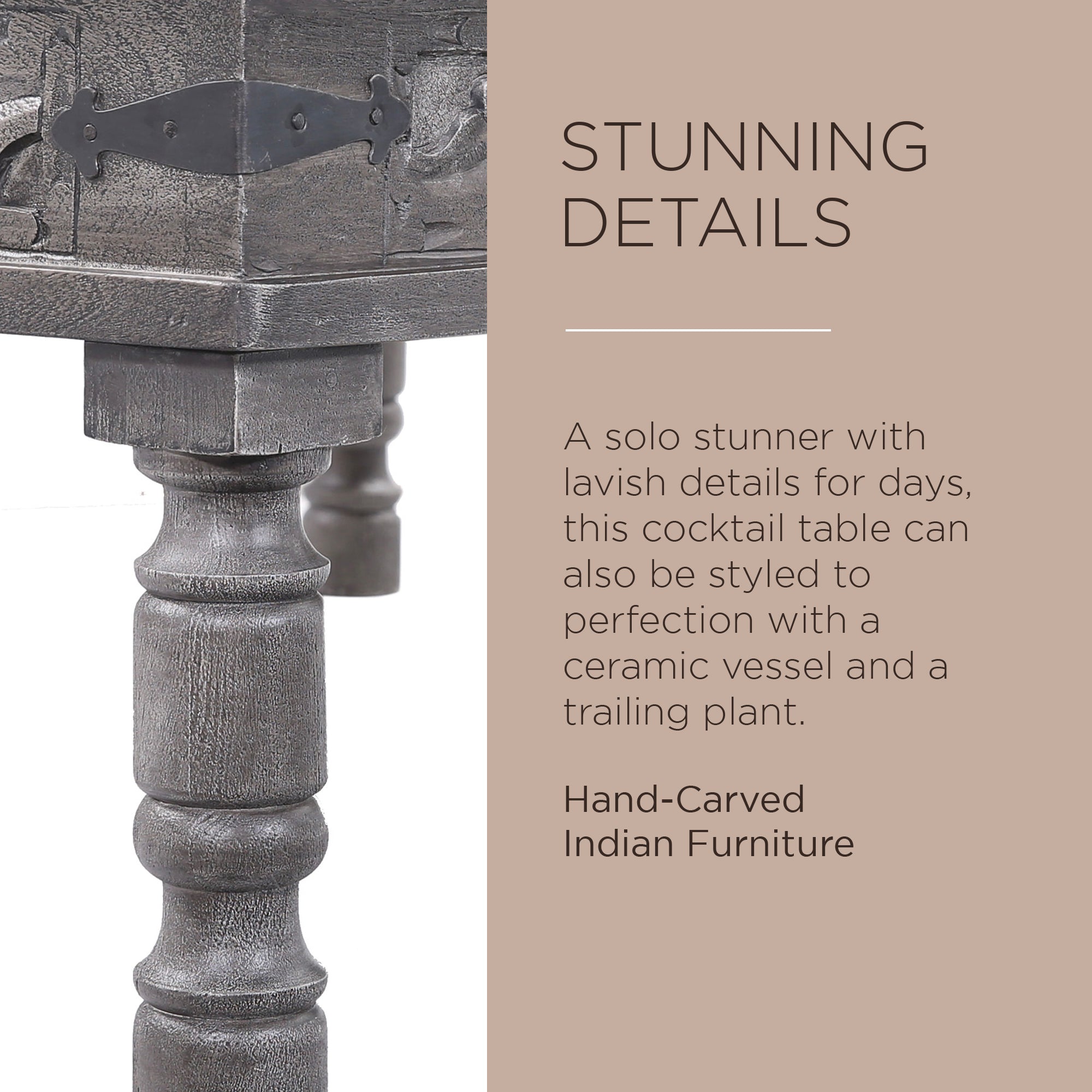 Emin Nomad Wooden Rectangular Coffee Table in Grey Distressed Finish - VMInnovations