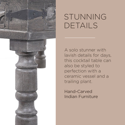 Emin Nomad Wooden Rectangular Coffee Table in Grey Distressed Finish - VMInnovations