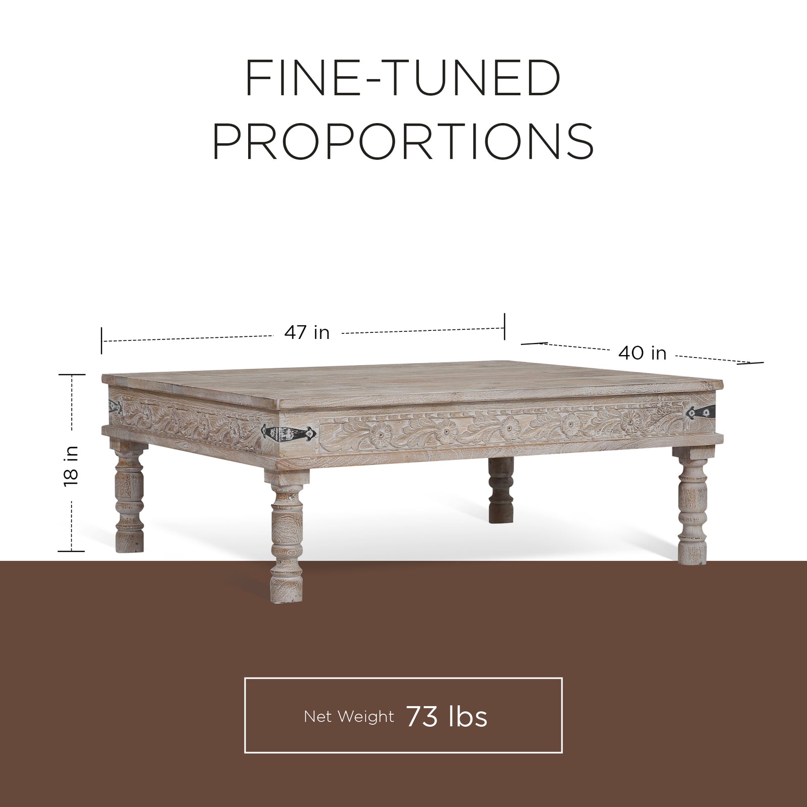 Emin Nomad Wooden Rectangular Coffee Table in Distressed Natural Finish - VMInnovations