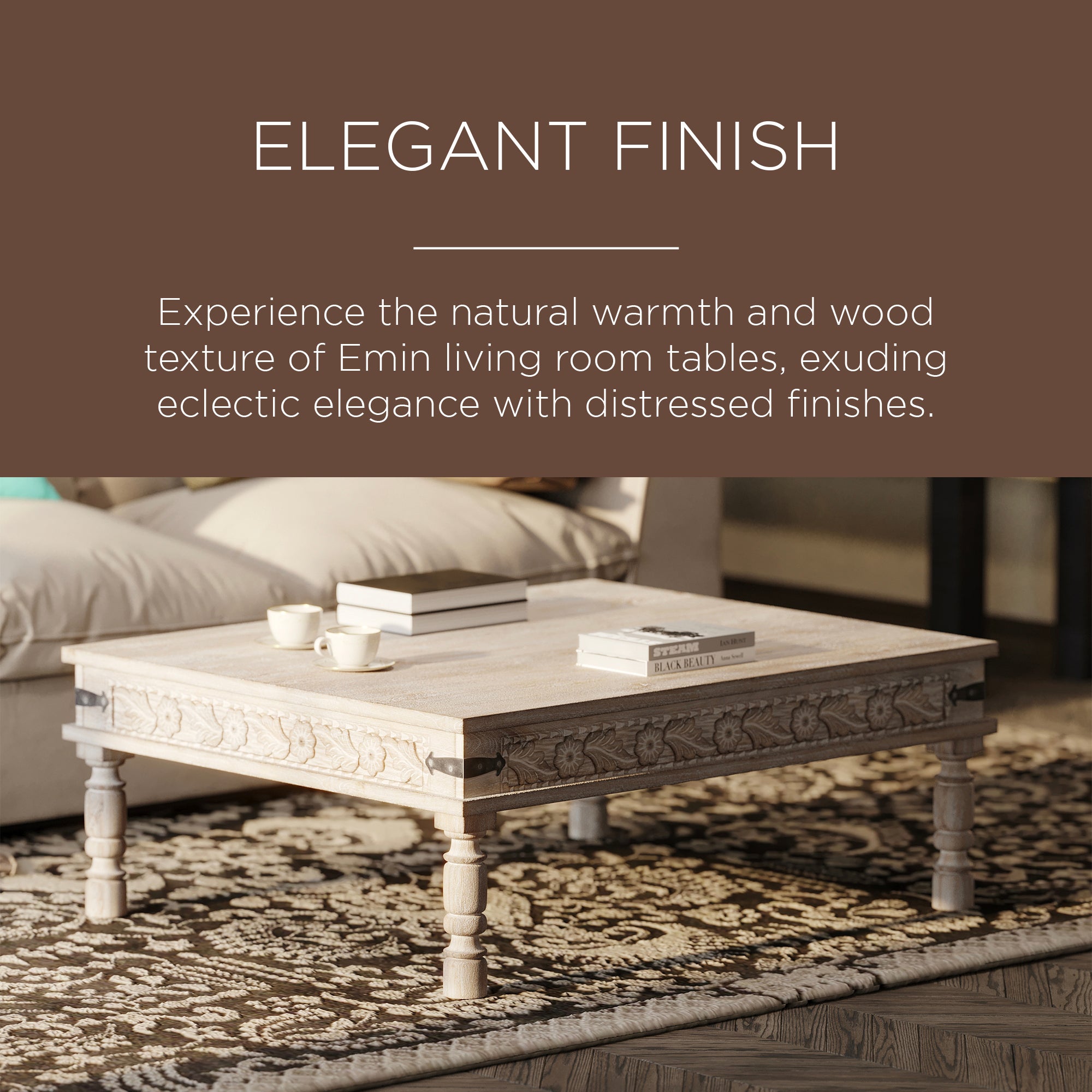 Maven Lane Emin Heritage Wooden Rectangular Coffee Table,Natural Finish(Damaged) - VMInnovations