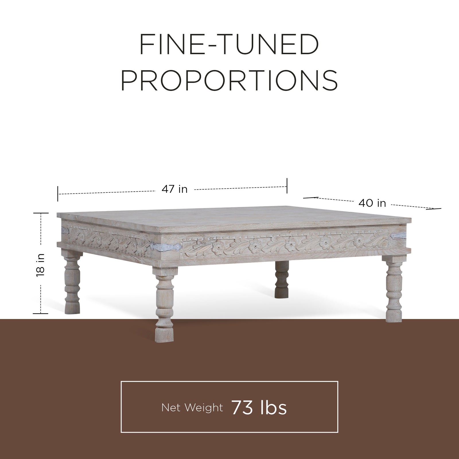 Emin Nomad Wooden Rectangular Coffee Table in White Distressed Finish - VMInnovations
