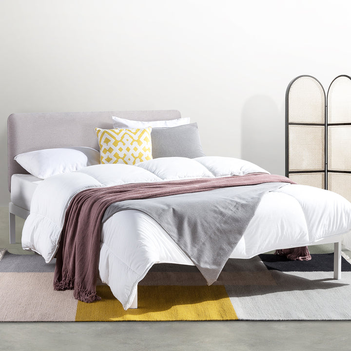 Mellow KERT Metal and Wood Platform Bed Frame with Upholstered Headboard, Full