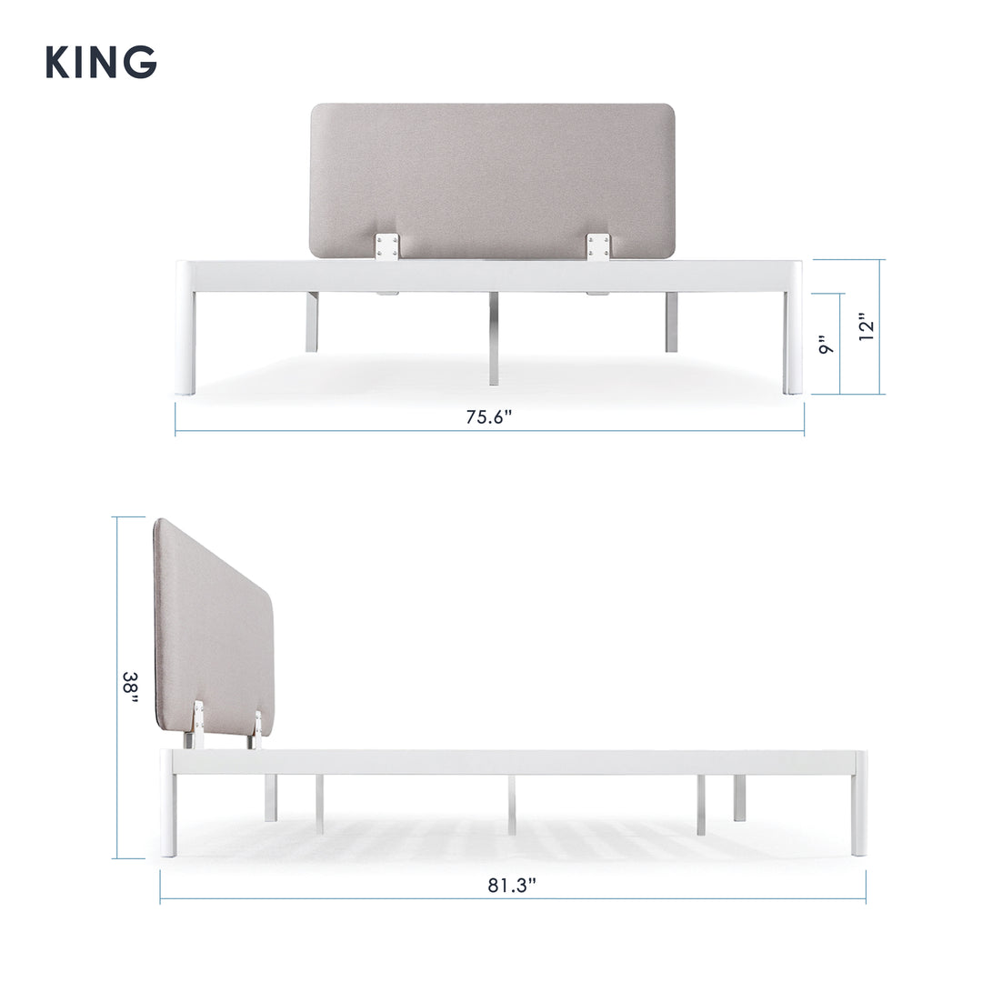 Mellow KERT Metal and Wood Platform Bed Frame with Upholstered Headboard, Full