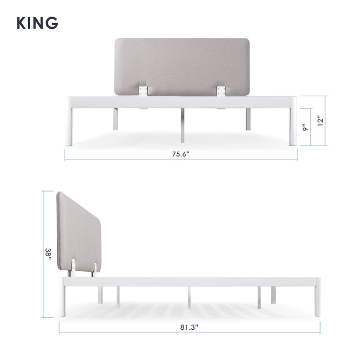 Mellow KERT Metal and Wood Platform Bed Frame with Upholstered Headboard, Full