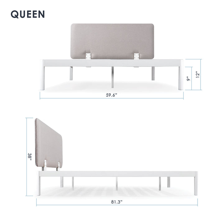 Mellow KERT Metal and Wood Platform Bed Frame with Upholstered Headboard, Full