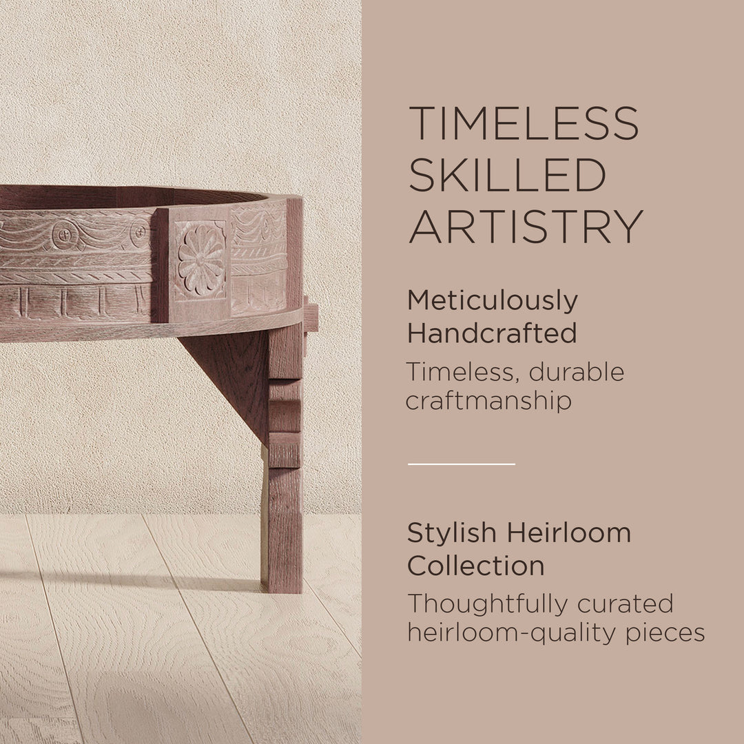 Maven Lane Handmade Heritage Wooden Round Coffee Table in Brown Finish(Open Box) - VMInnovations