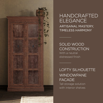 Maven Lane Mahala Handmade Wooden Cabinet in Brown Distressed Finish (Open Box) - VMInnovations