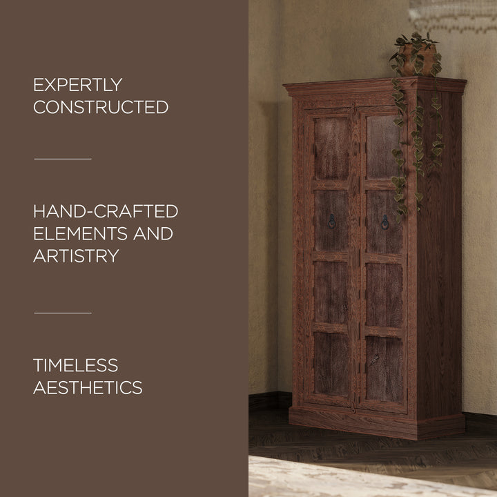 Maven Lane Mahala Handmade Heritage Wooden Cabinet in Brown Finish (Used)
