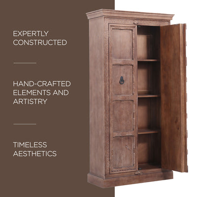 Mahala Nomad Wooden Cabinet in Brown Distressed Finish