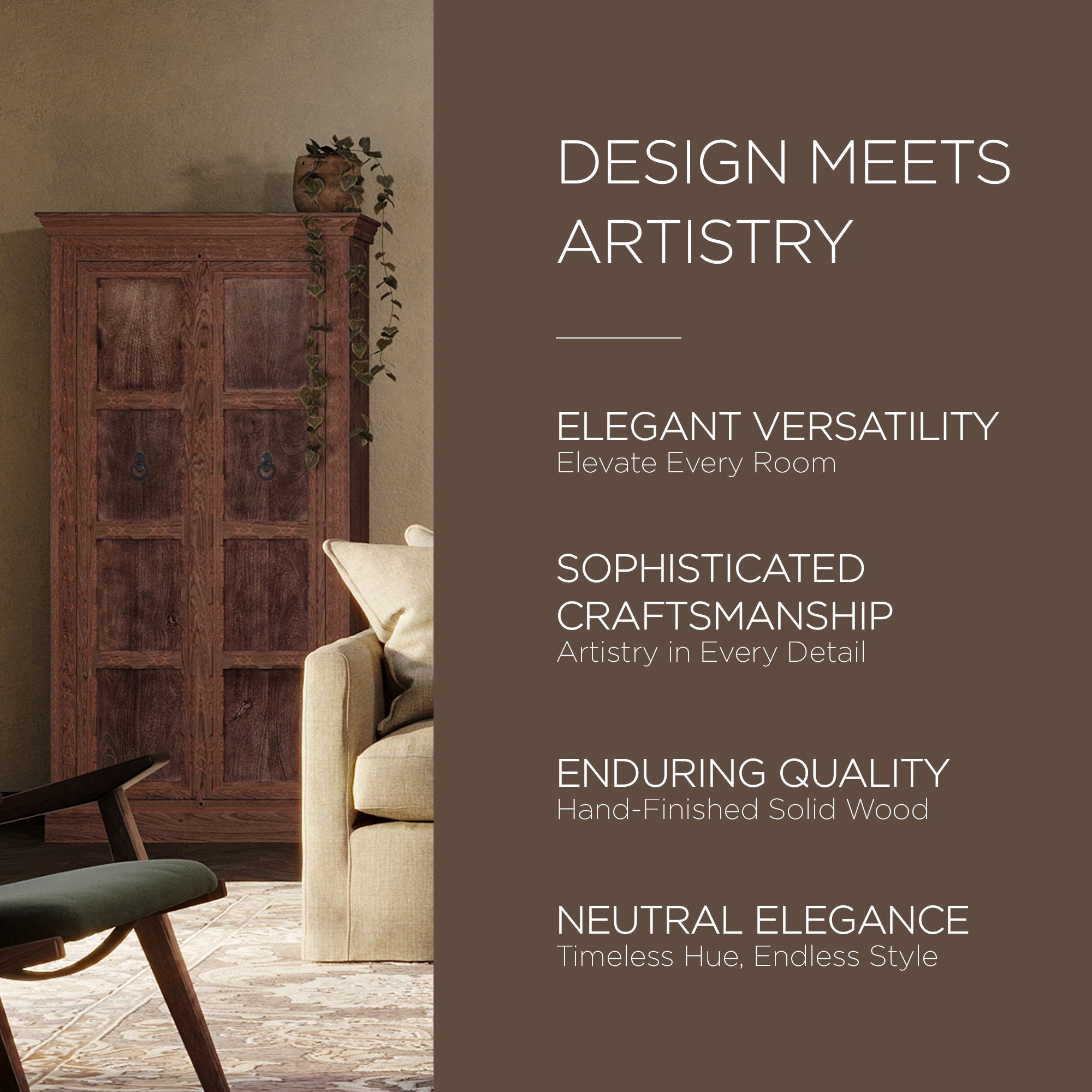 Maven Lane Mahala Handmade Wooden Cabinet in Brown Distressed Finish (Open Box) - VMInnovations