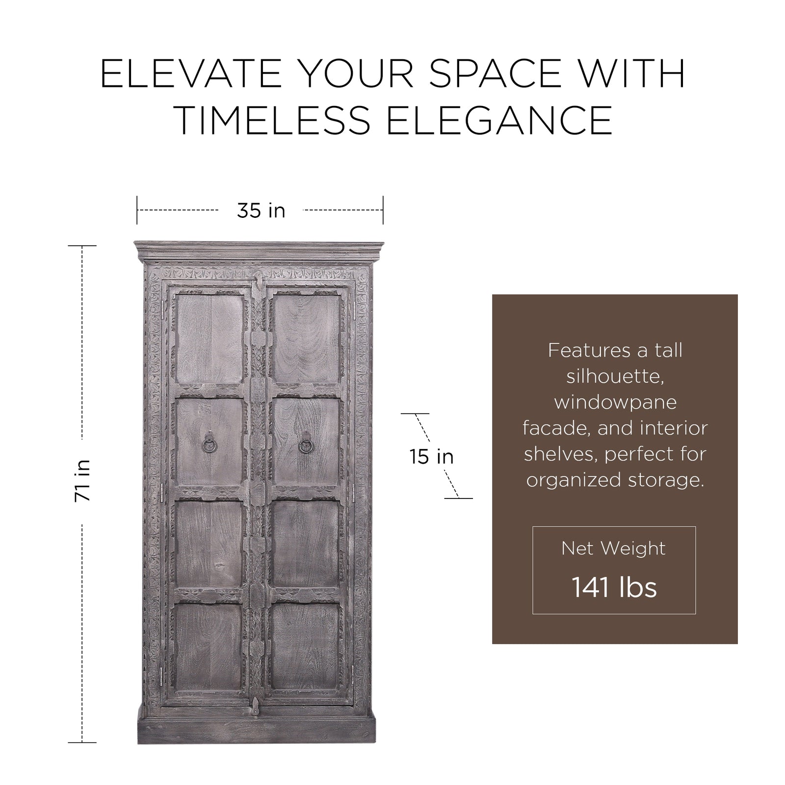 Mahala Nomad Wooden Cabinet in Grey Distressed Finish - VMInnovations