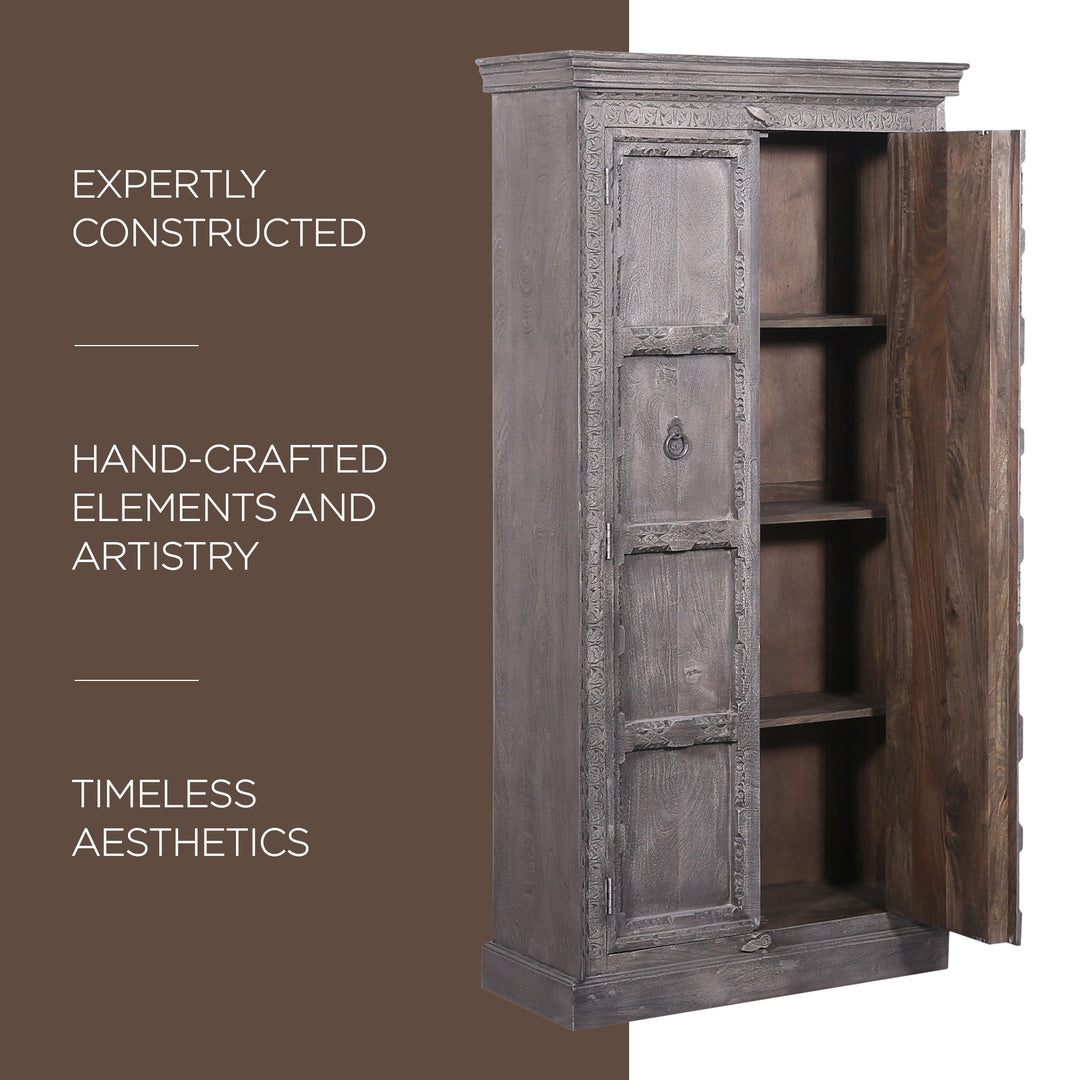 Maven Lane Handmade Heritage Wooden Cabinet in Grey Distressed Finish (Open Box)