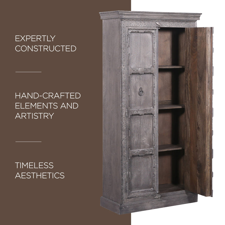 Maven Lane Handmade Heritage Wooden Cabinet in Grey Distressed Finish (Open Box)