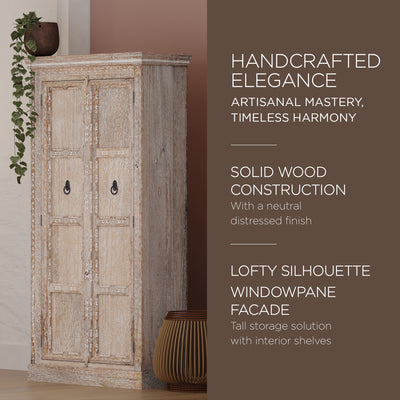 Mahala Nomad Wooden Cabinet in Distressed Natural Finish - VMInnovations