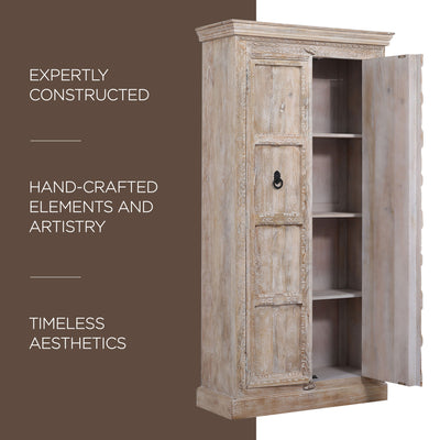 Mahala Nomad Wooden Cabinet in Distressed Natural Finish - VMInnovations