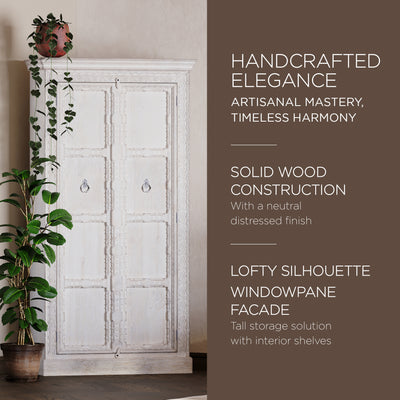 Maven Lane Mahala Handmade Heritage Wooden Cabinet in White Finish (Open Box)