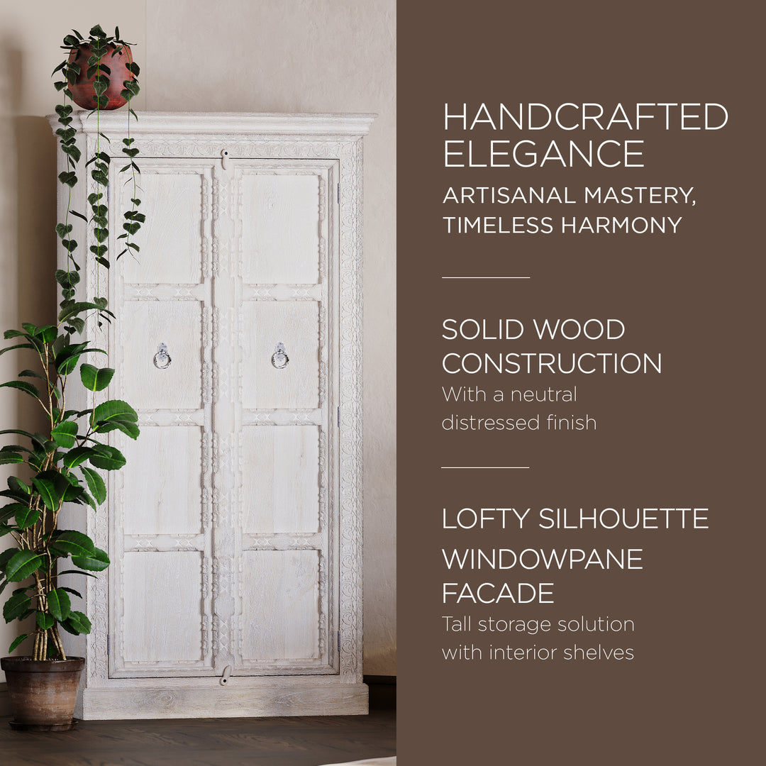 Maven Lane Mahala Handmade Heritage Wooden Cabinet in White Finish (Open Box)