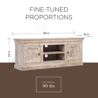 Maven Lane Handmade Heritage Wooden Media Unit, Distressed Natural Finish (Used) - VMInnovations
