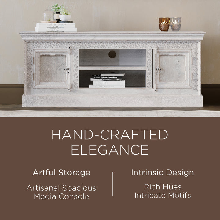 Mahala Nomad Wooden Media Unit in White Distressed Finish