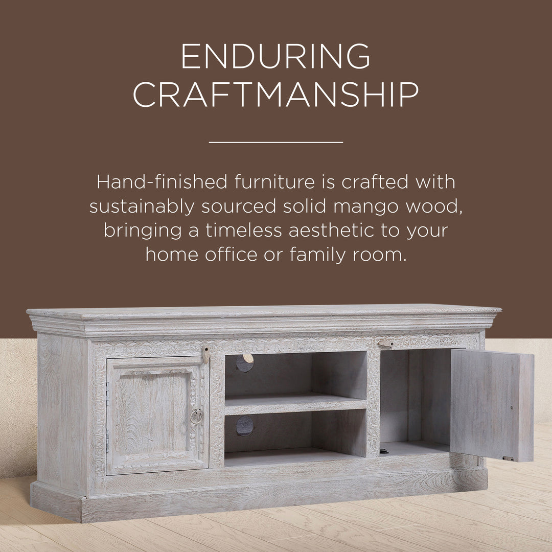 Maven Lane Mahala Heritage Wooden Media Unit in White Distressed Finish (Used)