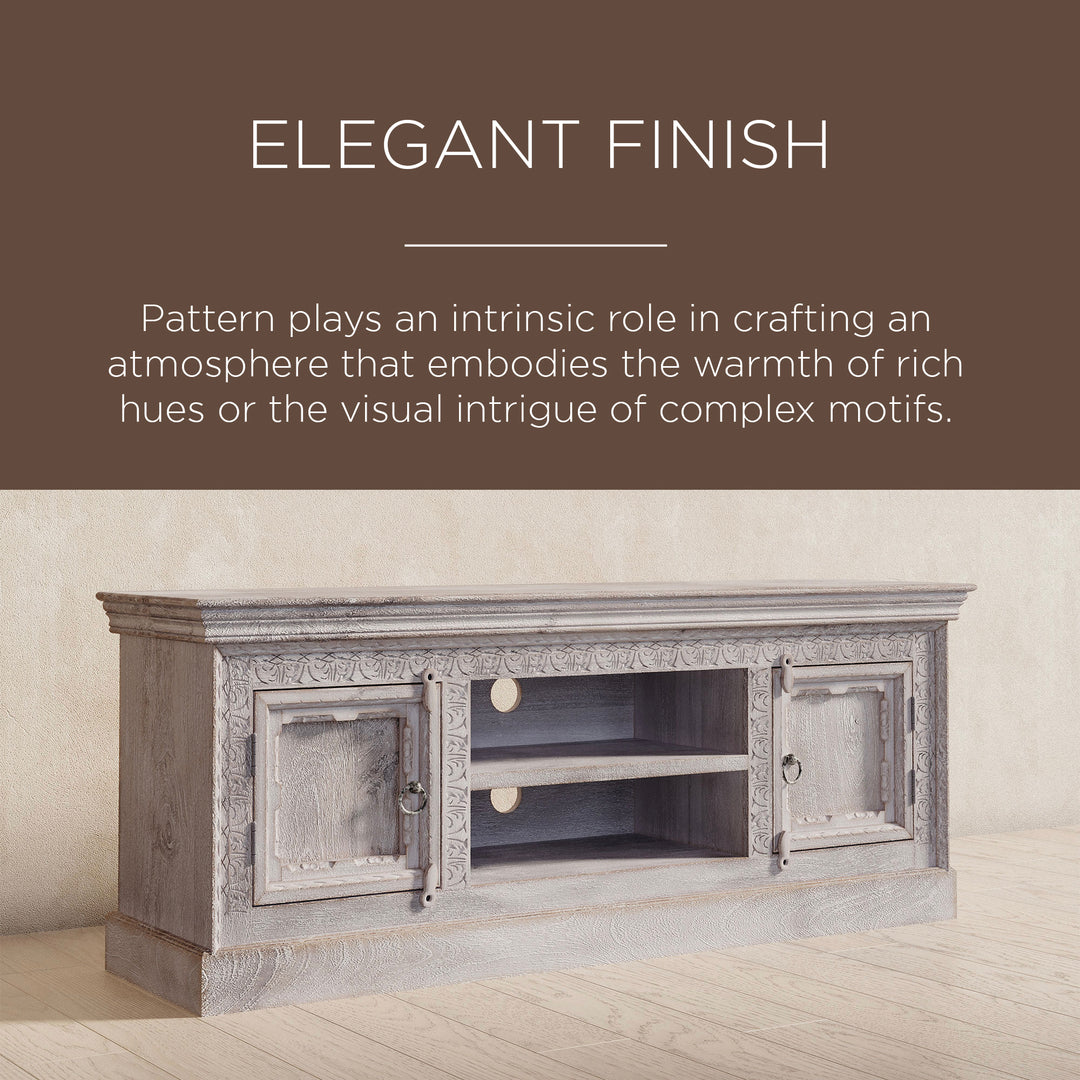 Maven Lane Mahala Heritage Wooden Media Unit in White Distressed Finish (Used)