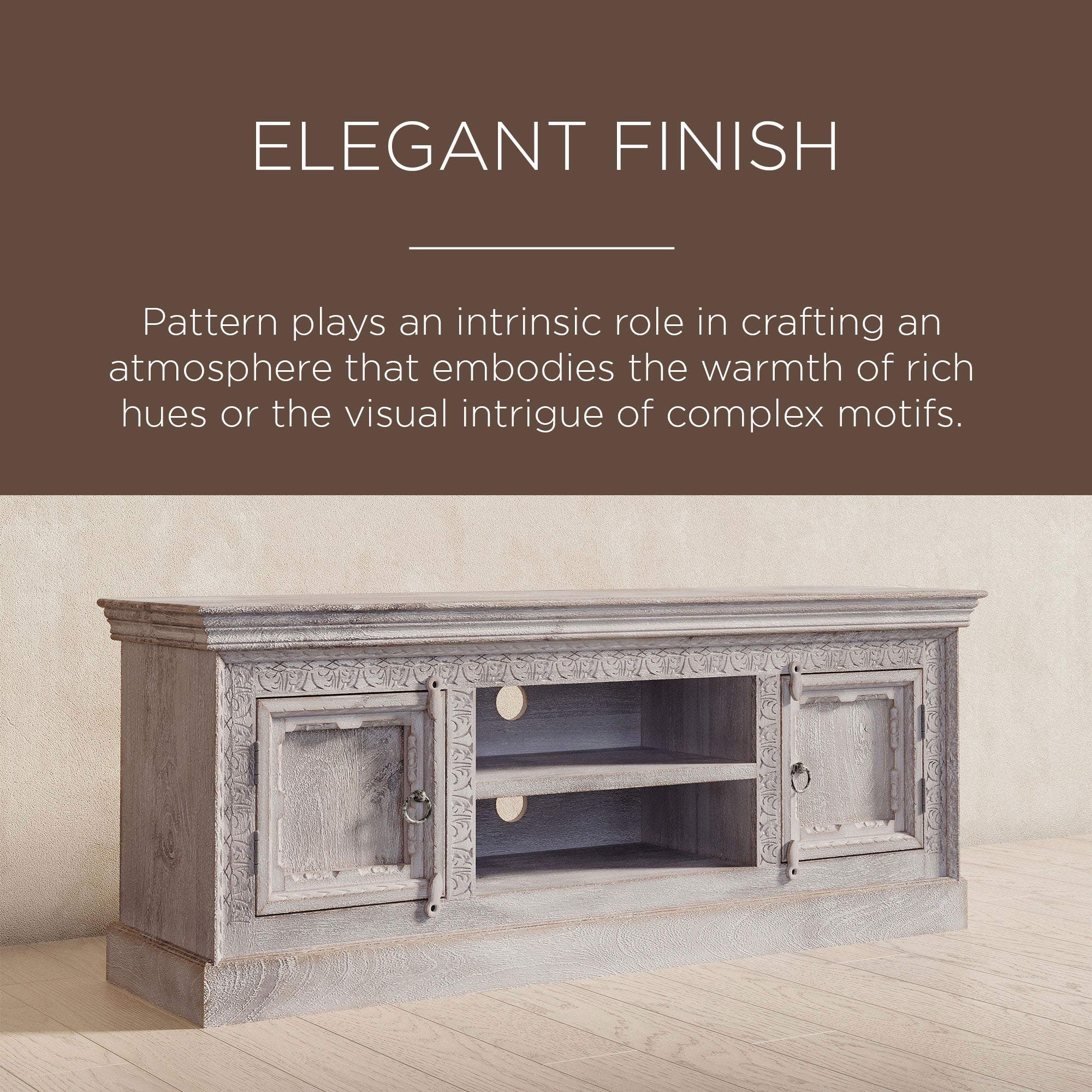 Mahala Nomad Wooden Media Unit in White Distressed Finish - VMInnovations