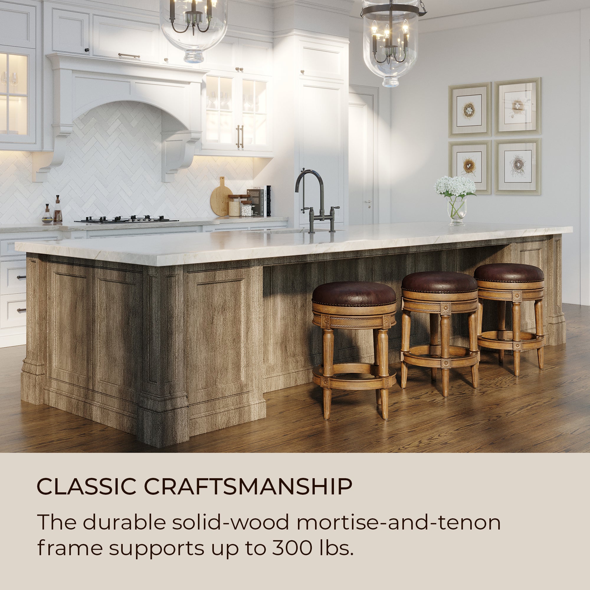 Maven Lane Pullman Backless Counter Stool in Walnut Finish w/ Marksman Saddle Vegan Leather, Set of 3 - VMInnovations