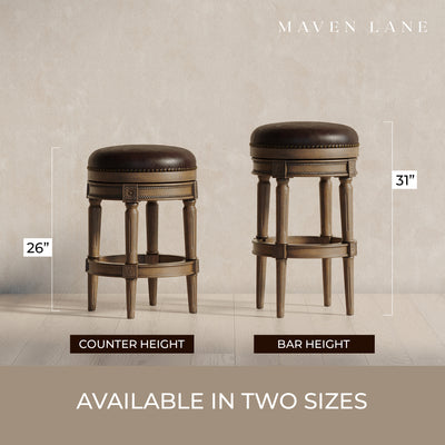 Maven Lane Pullman Backless Counter Stool in Walnut Finish w/ Marksman Saddle Vegan Leather, Set of 3 - VMInnovations
