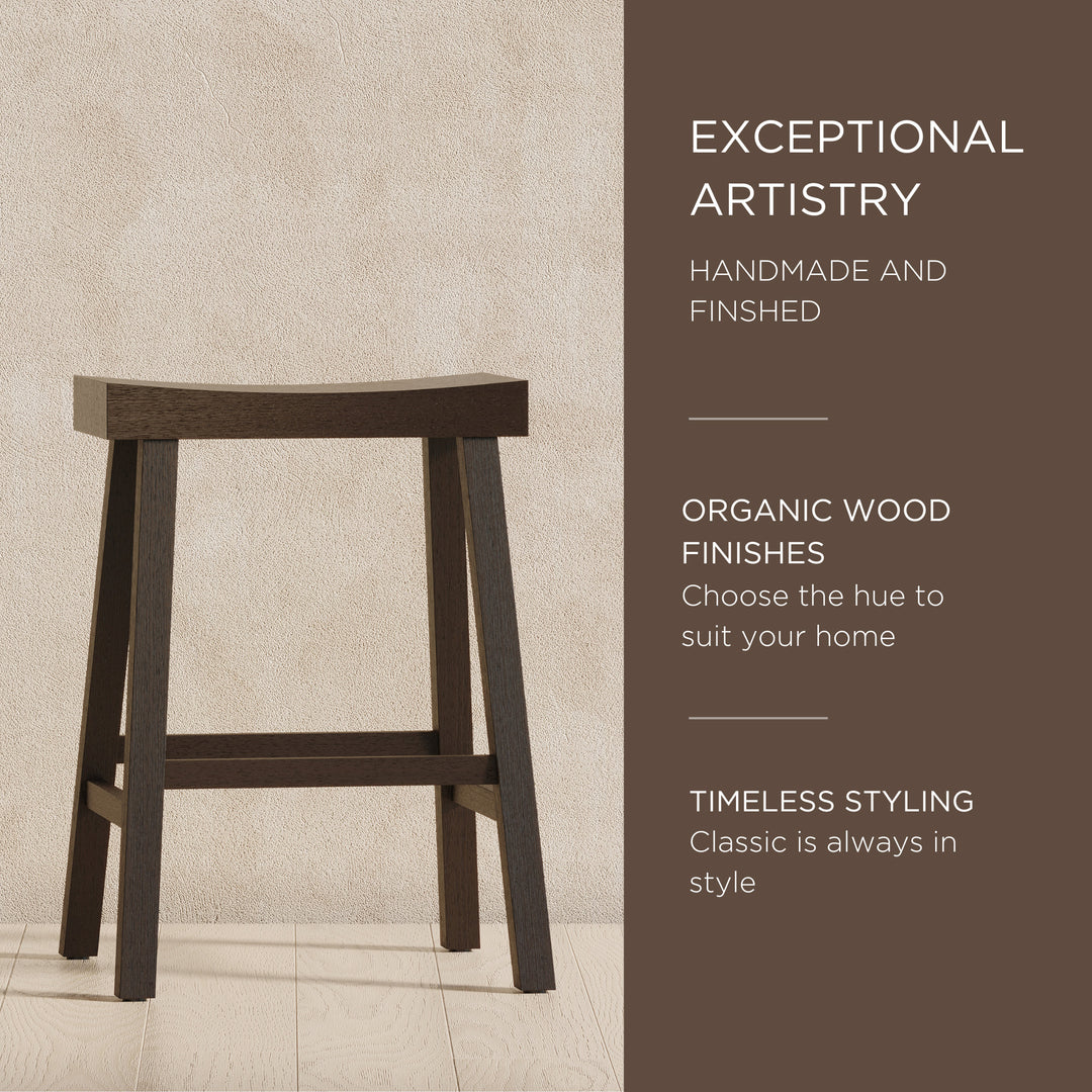 Maven Lane Vincent Wooden Rustic Aesthetic Kitchen Counter Stool, Set of 4
