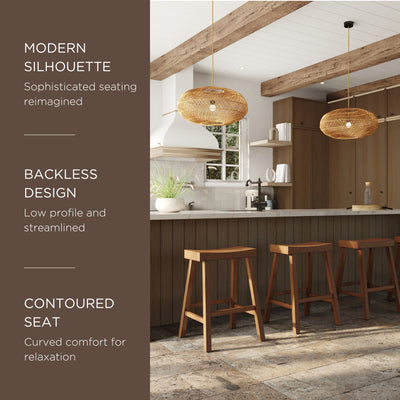 Maven Lane Vincent Wooden Rustic Aesthetic Kitchen Counter Stool, Set of 4(Used) - VMInnovations