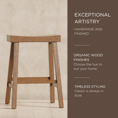 Maven Lane Vincent Wooden Rustic Aesthetic Kitchen Counter Stool, Set of 4(Used) - VMInnovations