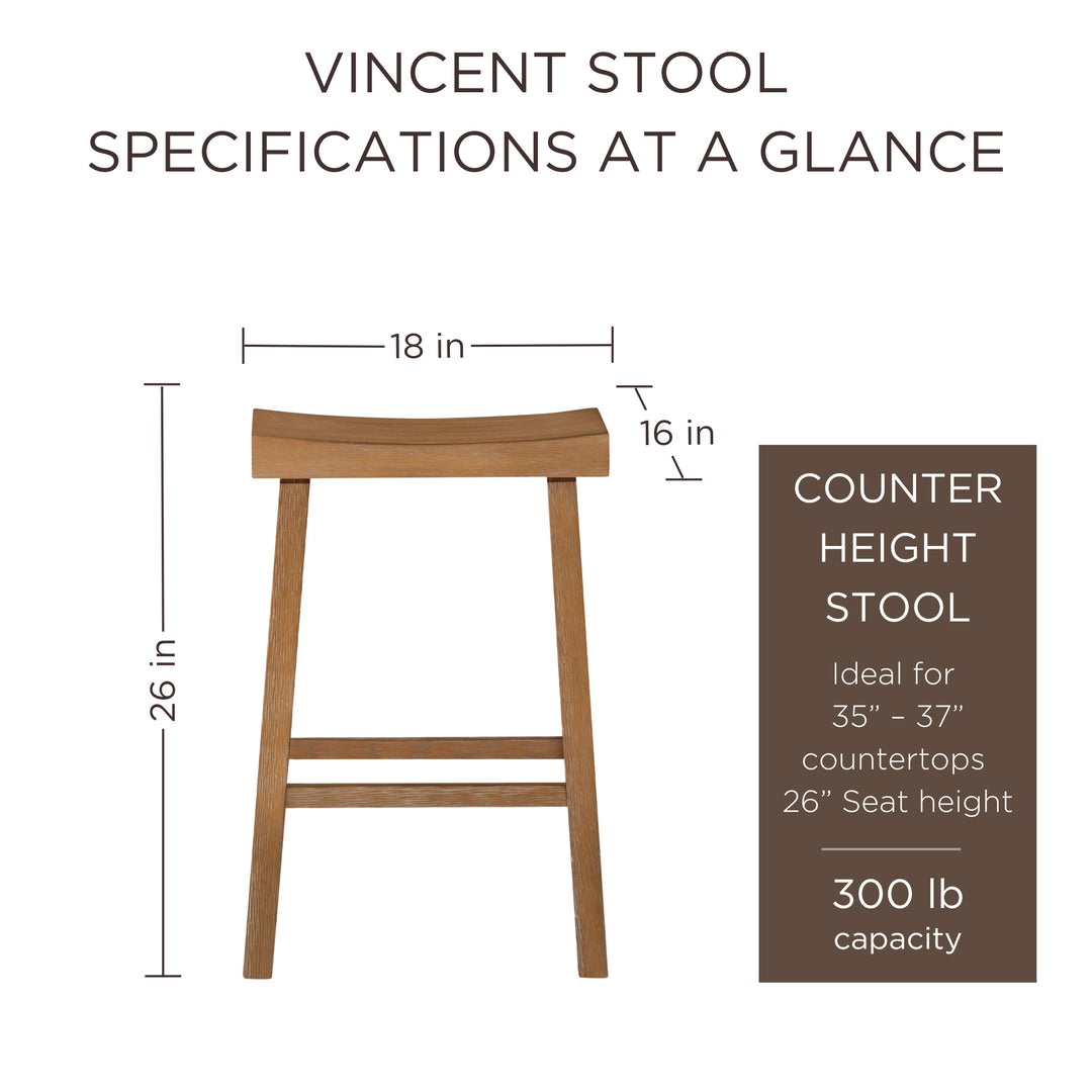 Maven Lane Vincent Wooden Rustic Aesthetic Kitchen Counter Stool, Set of 2(Used)