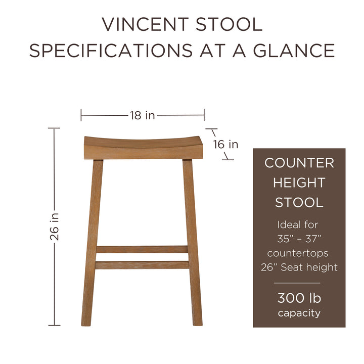 Maven Lane Vincent Wooden Rustic Aesthetic Kitchen Counter Stool, Set of 2(Used)