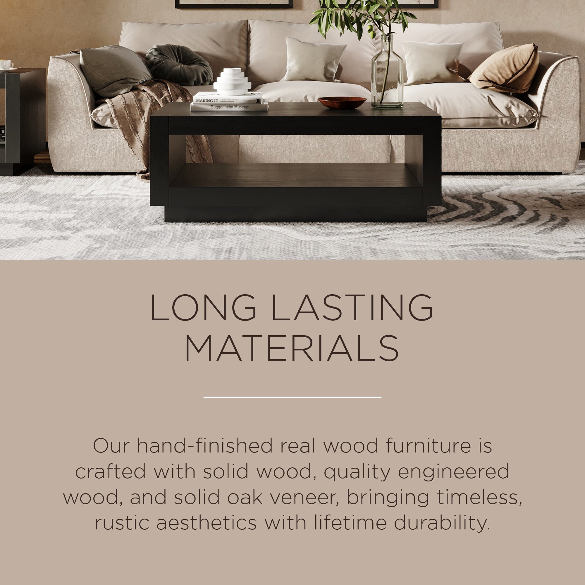 Maven Lane Artemis Contemporary Wooden Coffee Table in Refined Black Finish - VMInnovations