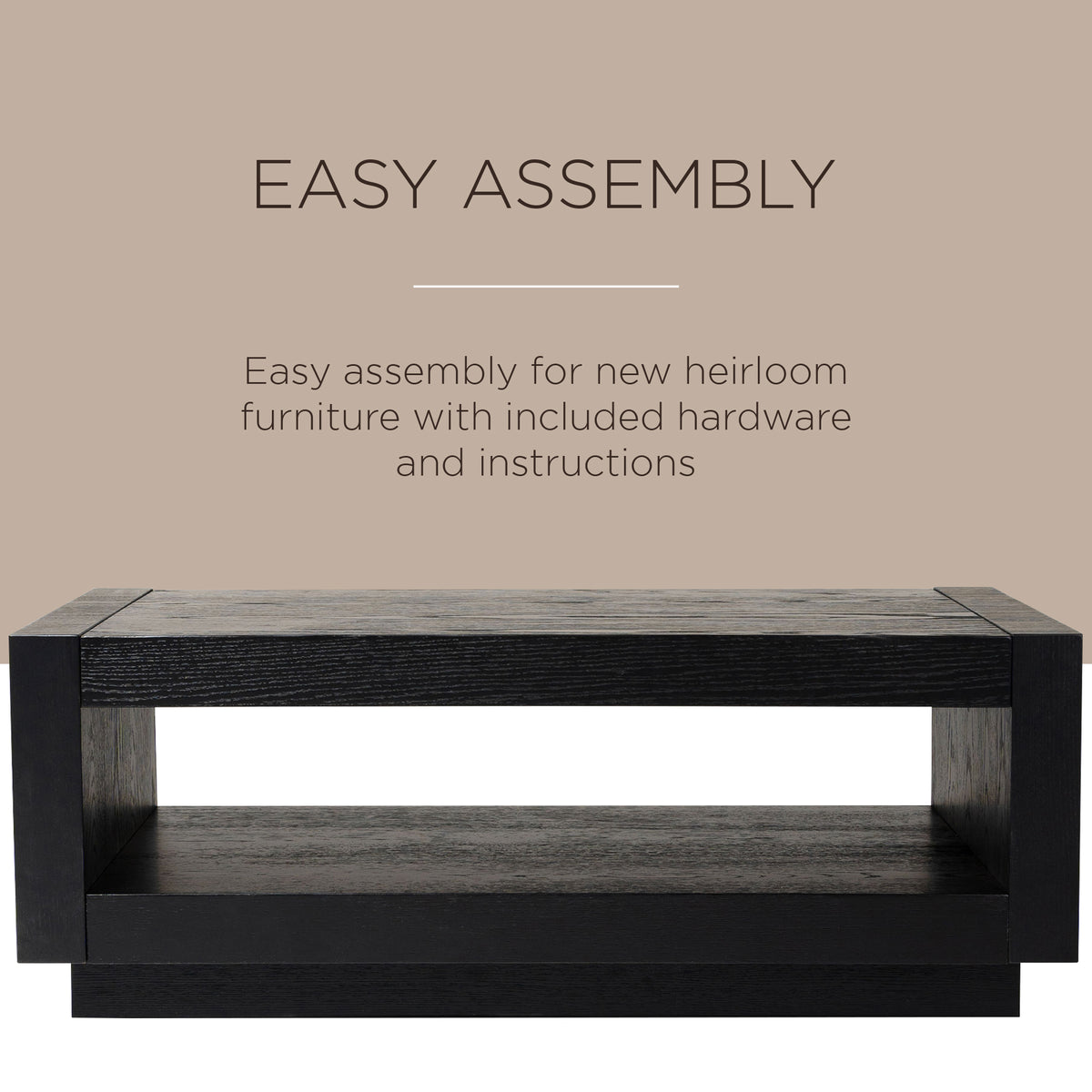 Maven Lane Contemporary Wooden Coffee Table in Refined Black Finish(Open Box)