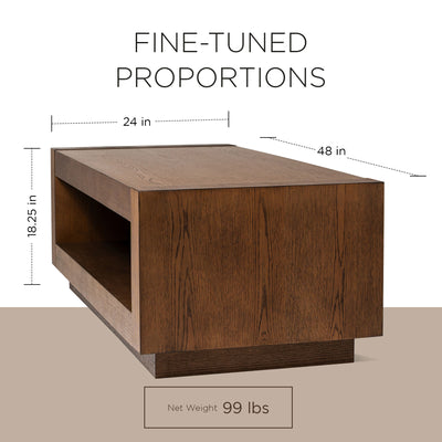 Maven Lane Contemporary Wooden Coffee Table in Refined Brown Finish (Open Box)