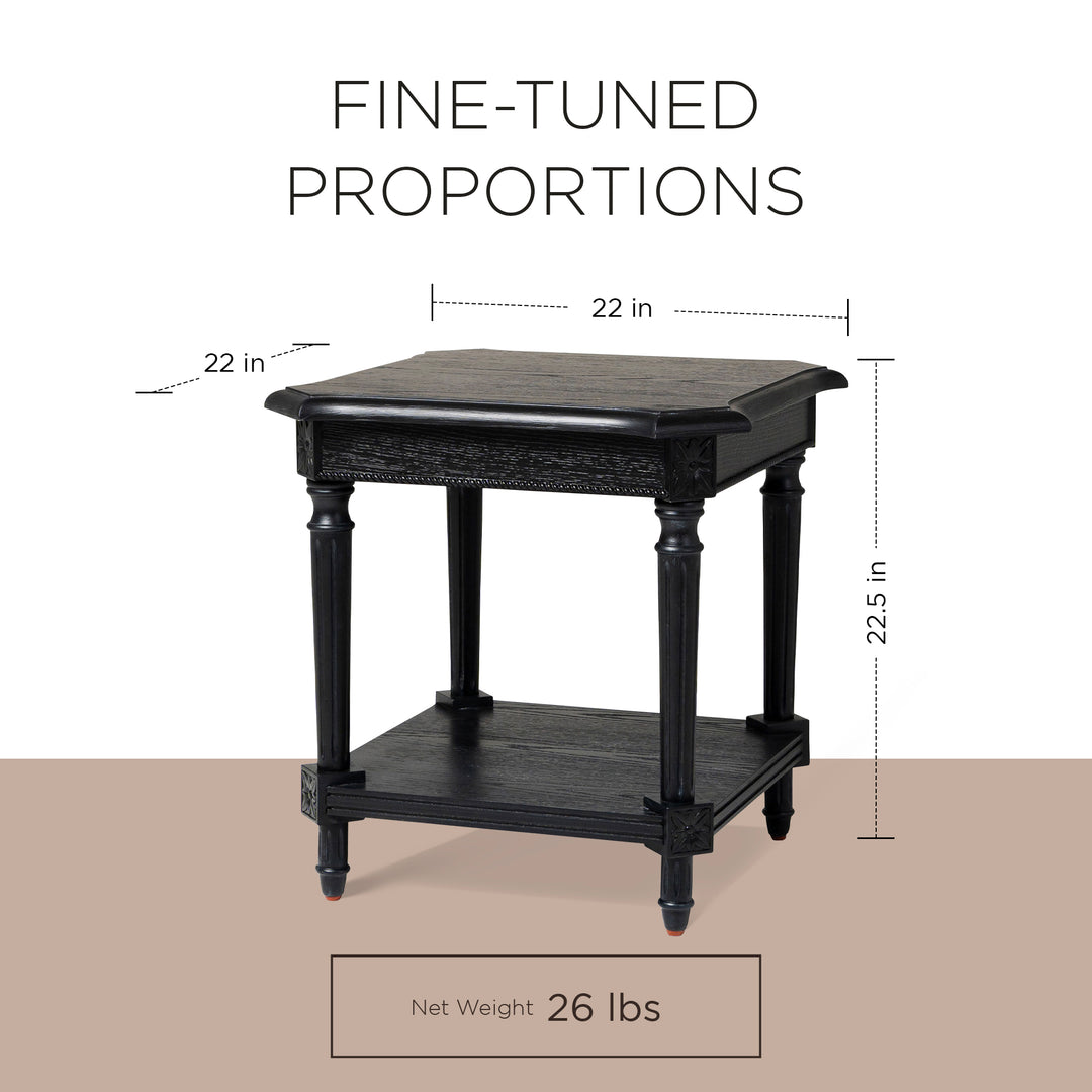 Maven Lane Pullman Traditional Square Wooden Side Table, Black Finish (Used) - VMInnovations