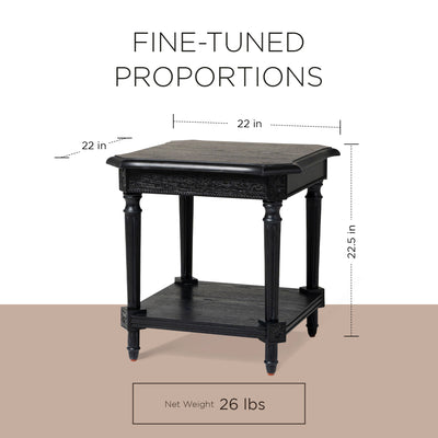 Maven Lane Pullman Traditional Square Wooden Side Table, Black Finish (Used) - VMInnovations