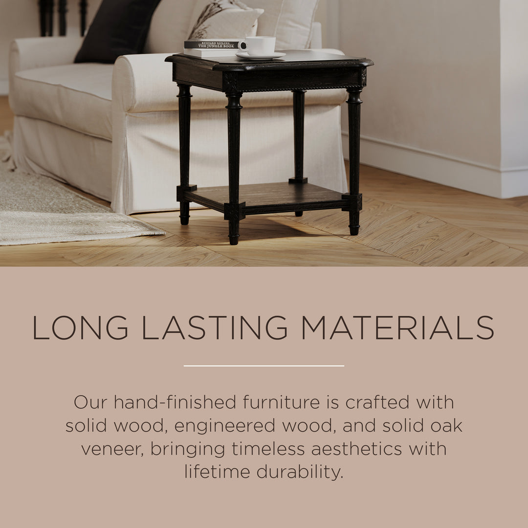 Maven Lane Pullman Traditional Square Wooden Side Table, Black Finish (Used) - VMInnovations