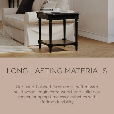 Maven Lane Pullman Traditional Square Wooden Side Table, Black Finish (Used) - VMInnovations