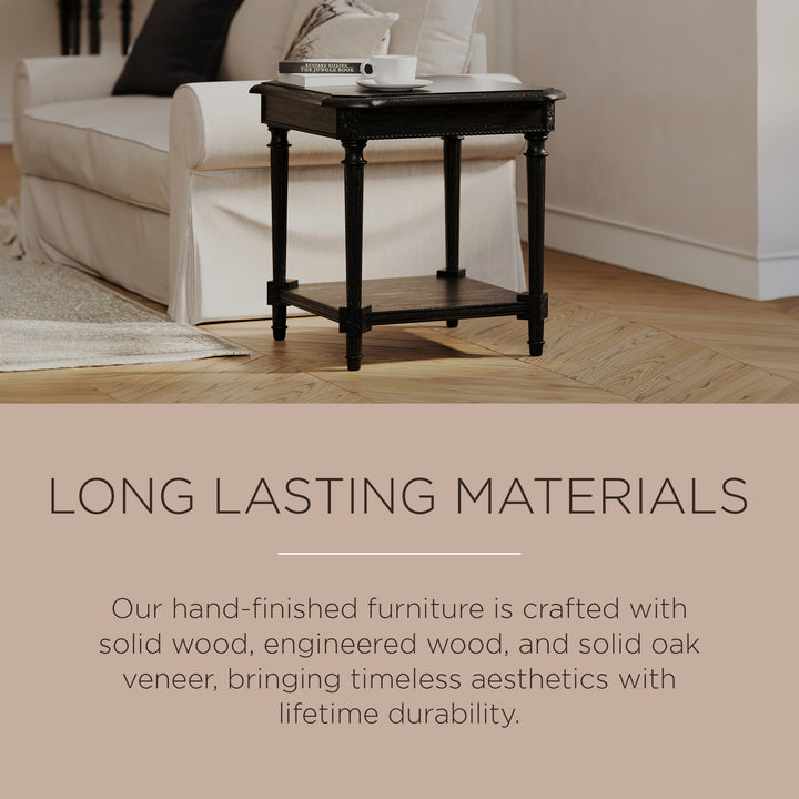 Maven Lane Pullman Traditional Square Wooden Side Table, Black Finish (Used) - VMInnovations