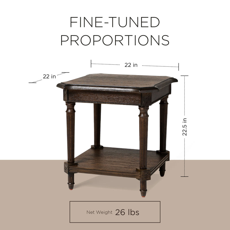 Maven Lane Traditional Wooden Side Table in Antiqued Brown Finish (For Parts)